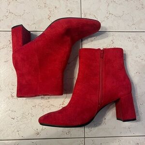 Red Suede Ankle Boots